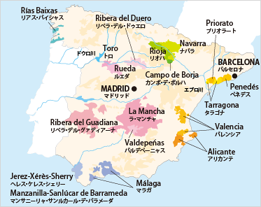 Wine ワインの産地 スペイン Spain
